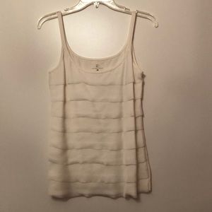 NY & Co. Cream Ruffled Tank Size Medium